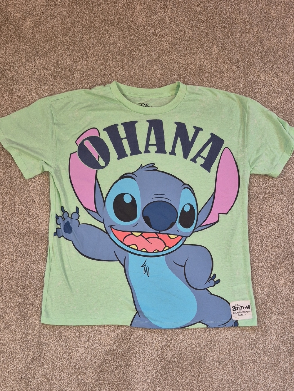Disney Light Green Stitch "OHANA" Graphic Tee
